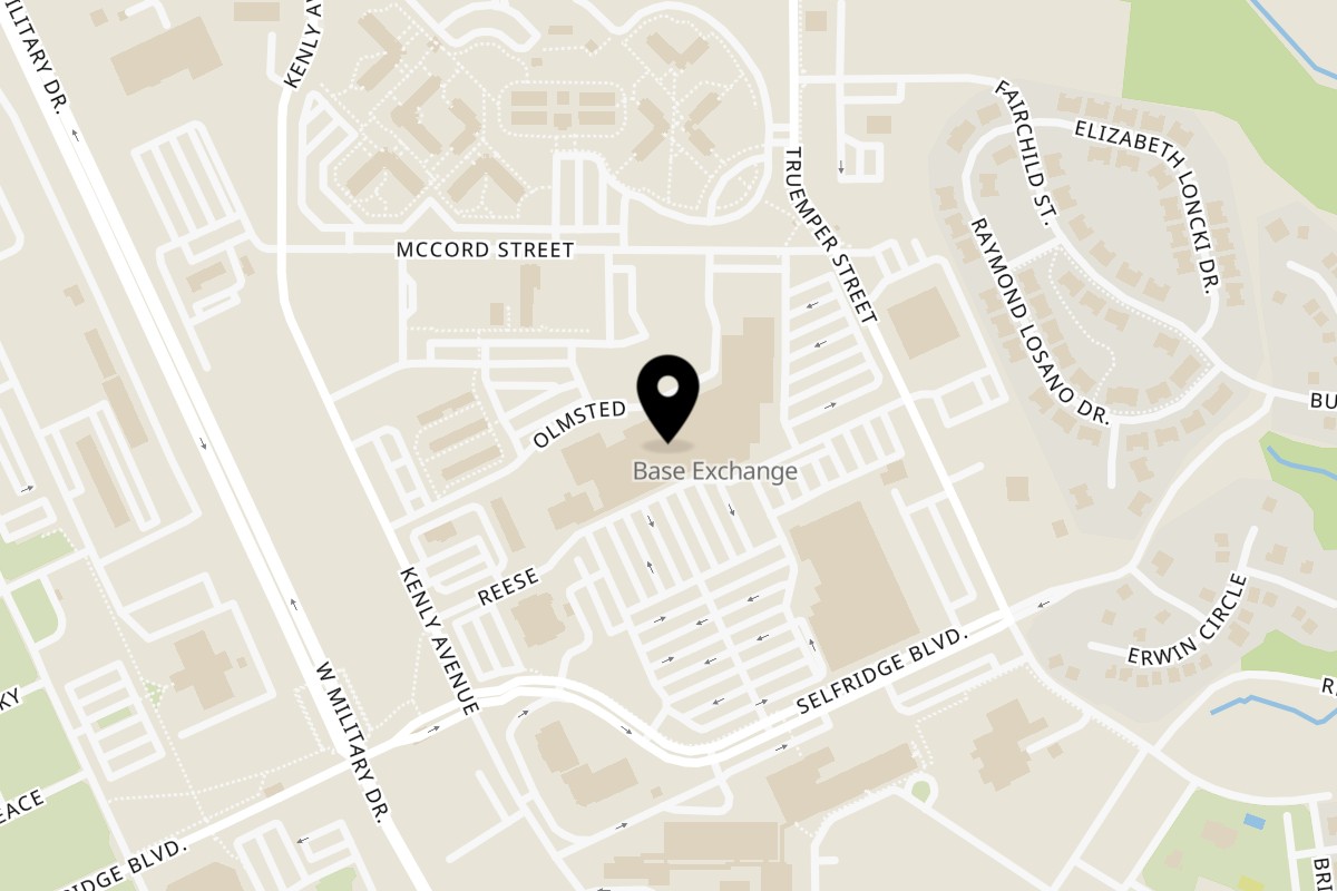 Map showing the location of Charleys Cheesesteaks Lackland Air Force Base on 2180 Reese St Bldg 1385 in Lackland Air Force Base